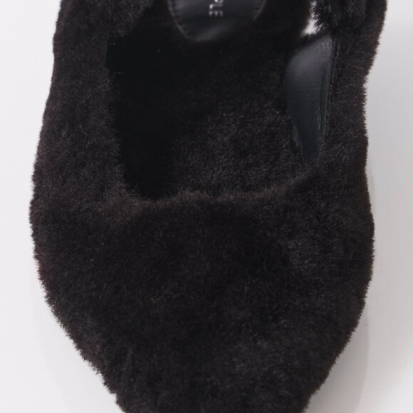 🎉LAST CHANCE🎉 FREE PEOPLE Faux Shearling Parisa Pointed Flat / Black Shearling - Picture 9 of 11